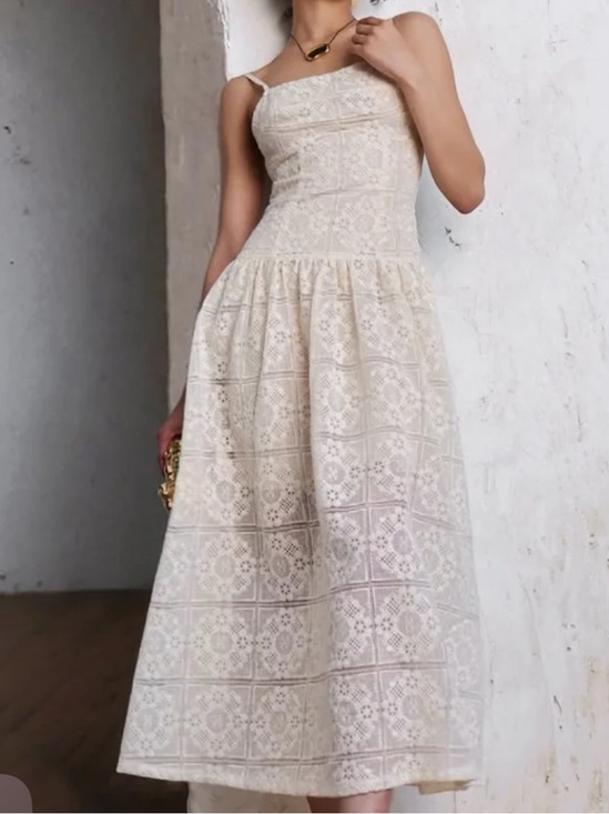 AVEC LES FILLES Dresses & Skirts - Avec Les Filles Embroidered Lace Midi Dress Natural Ivory Size 6 NWT Cottagecore
